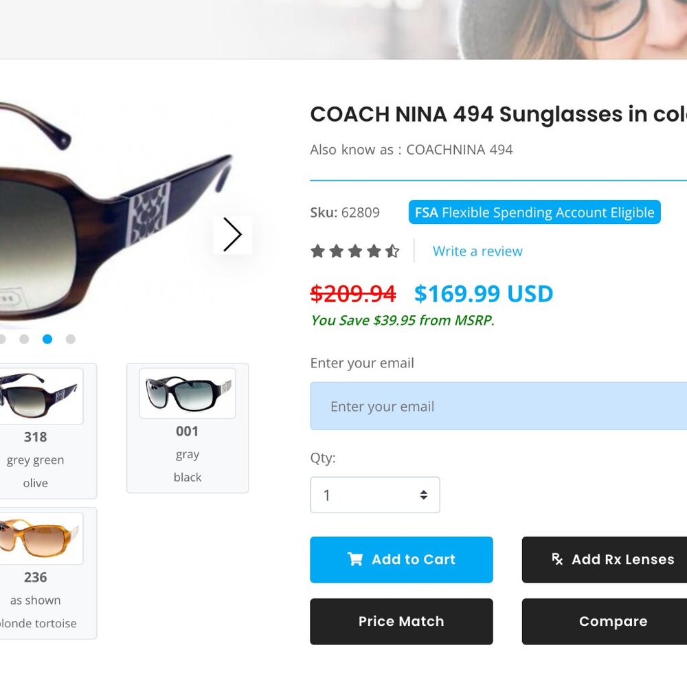 Coach Nina 5494 Brown Women's Sunglasses - Picture 5 of 5